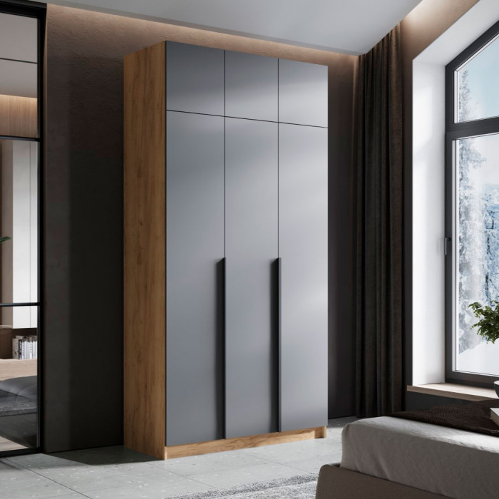 Лион ШК-02 Шкаф 3-х створчатый (1200х2000х550) Дуб крафт/Графит серый