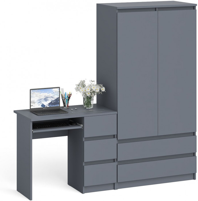 Мори компьютерный стол МС-6 правый + Шкаф МШ900.1, графит