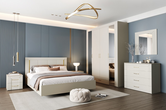 Кровать 180х200 "Карлин" с щитовым основанием - Персидский жемчуг/Шаде песочный