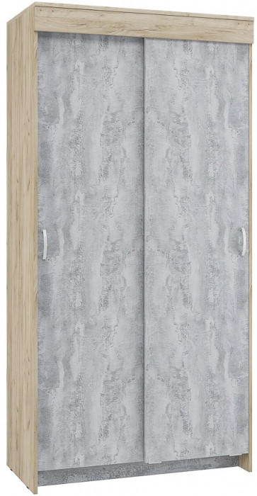 Шкаф-купе Бассо 1 м, дуб крафт серый/бетонный камень