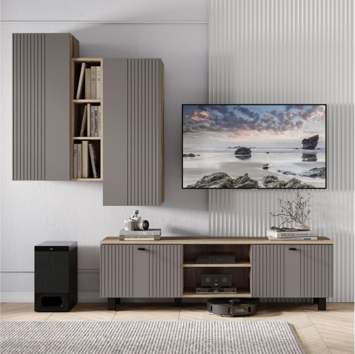 "Олива" ШКН-01 шкаф навесной Дуб каньон/МФ14 Муссон софт