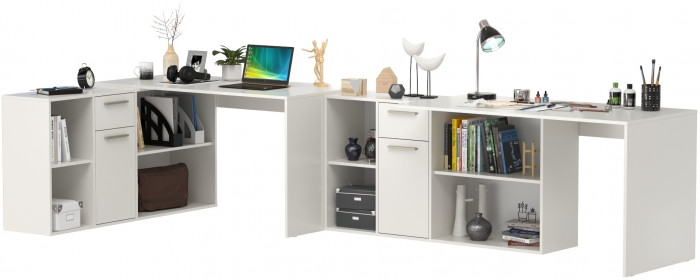 Лайт письменный стол 03.245F + 03.245F, белый шагрень