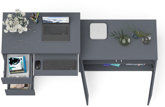 Мори компьютерный стол МС-6 левый + Тумба МА900.1, графит