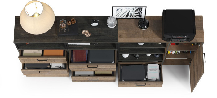 Трувор 13.307.01 Комод + 13.307.02 Комод с ящиками + 13.307.02 Комод с ящиками, дуб гранж песочный/интра