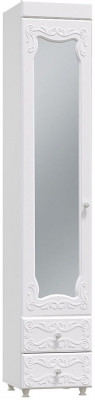 Шкаф-пенал 1дв. (гл.410) с зеркалом и ящиками Италия ИТ-32 белое дерево