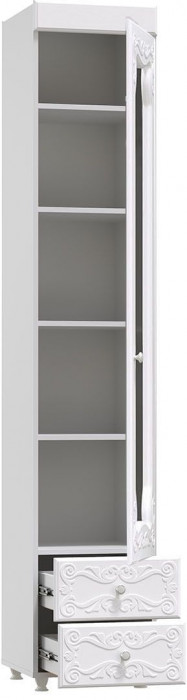 Шкаф-пенал 1дв. (гл.410) с зеркалом и ящиками Италия ИТ-32 белое дерево