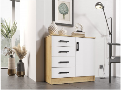 Комод К800-1Д (Вотан / Белый гладкий)