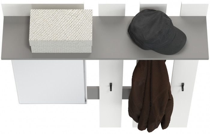 Лира ГК 2-3814граф/бел Вешалка с зеркалом, цвет графит/белый, ШхГхВ 100х28х135 см., универсальная сборка