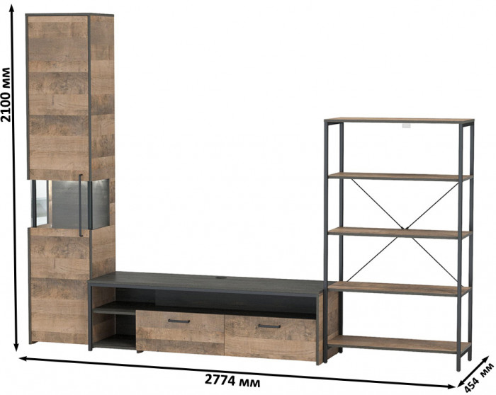 Трувор Гостиная 014, дуб гранж песочный/интра