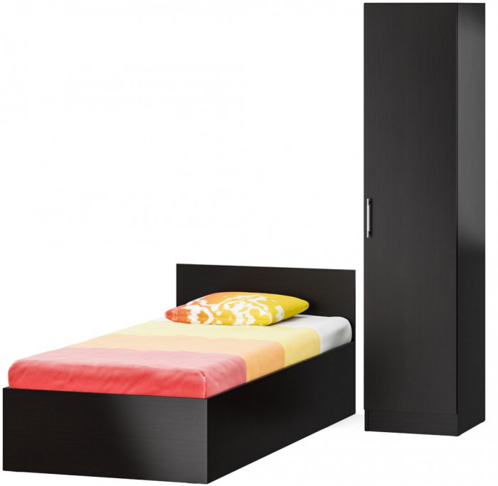 Кровать с ящиками 0900 + Пенал Стандарт, цвет венге, ШхГхВ 93,5х203,5х70 + 45х52х200 см., сп.м. 900х2000 мм., без матраса, основание есть