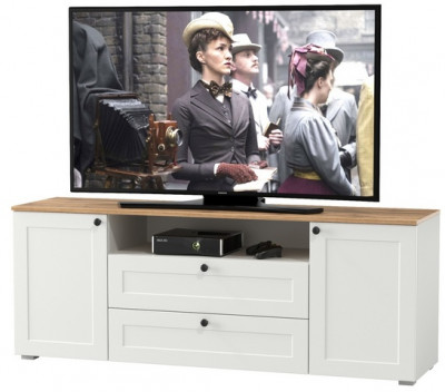 Остин 16.47 Тумба под ТВ, белый шагрень/дуб крафт золотой