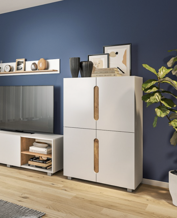 Комод с четырьмя дверьми "Шанталь" - Дуб наварра/Белый