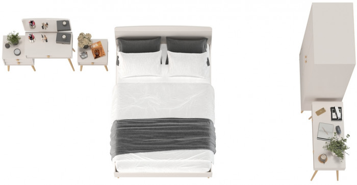 Афина Спальня 27-1400, цвет кашемир серый, сп.м. 1400х2000 мм., б/м, основание есть - фанера