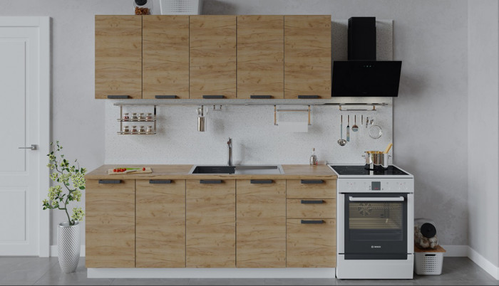 Кухня "Пасаденна" Комплектация 4 2,0 м белый/дуб вотан