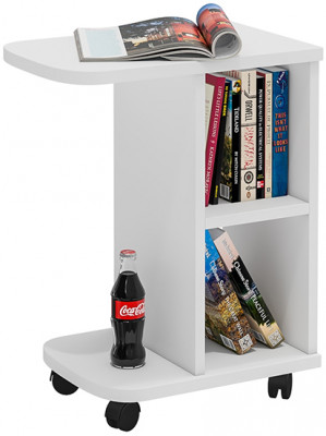 Стол журнальный С-МД-СЖ-3, цвет белый шагрень, ШхГхВ 47х30х60 см.