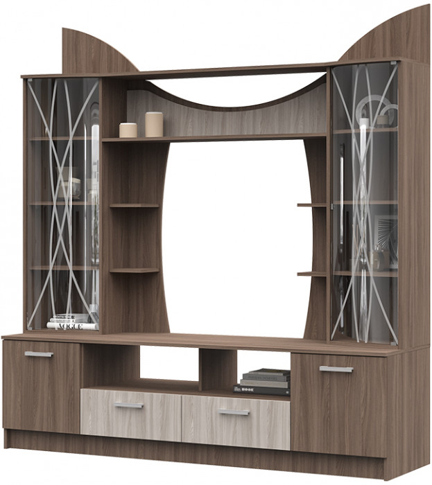 Гостиная ОЛЬБИЯ центральная секция шимо темный/шимо светлый