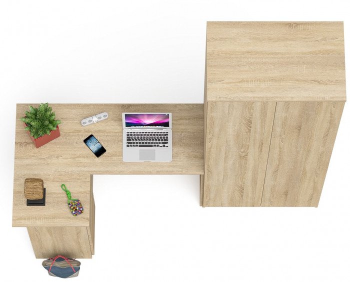 Мори компьютерный стол МС-16 левый + Шкаф МШ800.1, дуб сонома