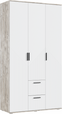 Сильвия Шкаф 3-х створчатый 1200, Браш Вайт/Дуб Юкон