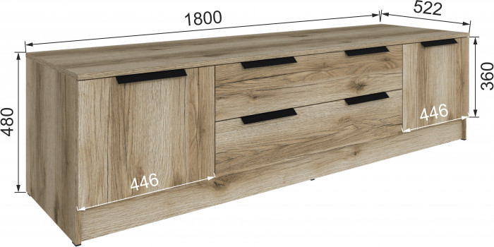 Тумба ТВ Мадрид №2 (1,8), Дуб делано