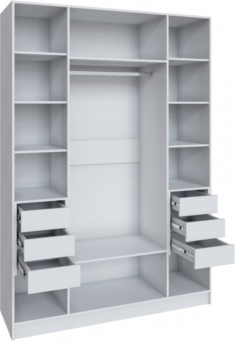 Шкаф Мадрид (1,6) с 6 ящ. внутри с зеркалом, Белый/Ателье светлое