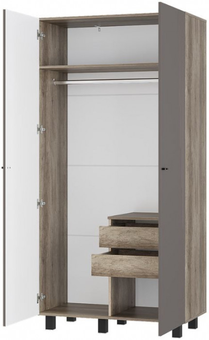 "Олива" ШК-03 Шкаф 2-х створчатый Дуб каньон/МФ14 Муссон софт