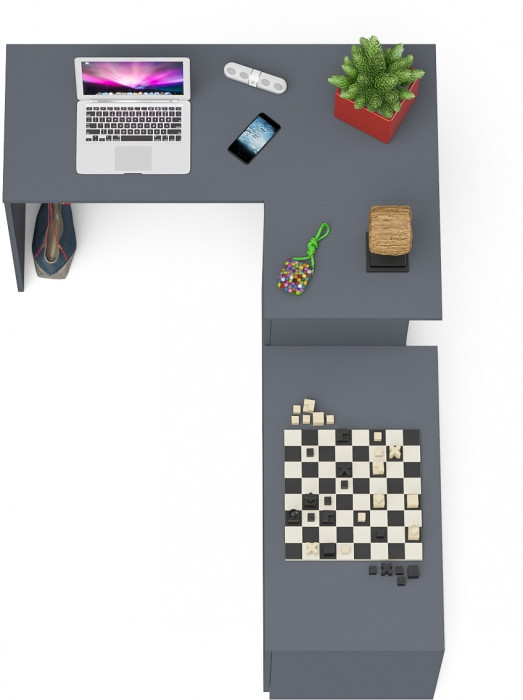 Мори компьютерный стол МС-16 правый + Тумба МА900.1, графит