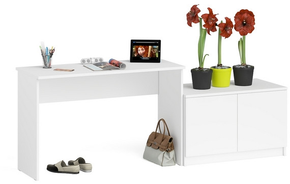 Мори письменный стол МСП1200.1 + Тумба МА900.1, белый
