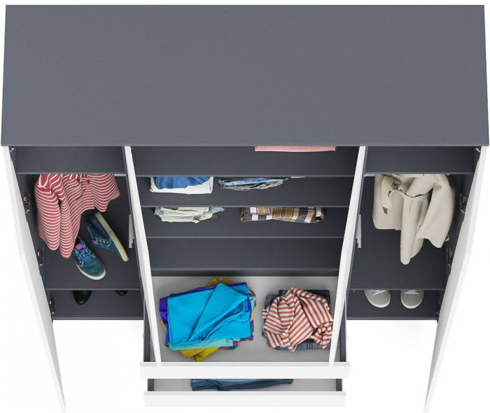 Мори Шкаф МШ1600.1, цвет графит/белый, ШхГхВ 160,4х50,4х209,6 см.