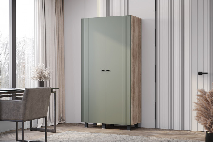 Шкаф 2-х створчатый "Олива" ШК-03 Дуб каньон/МФ12 Эвкалипт