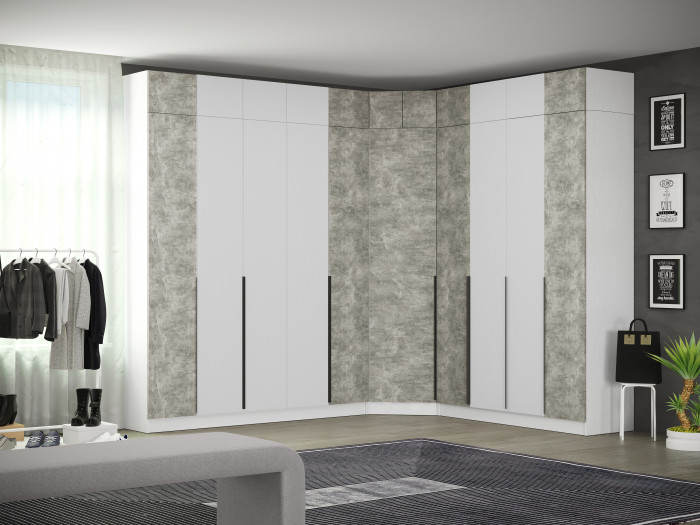 Шкаф Мадрид, композиция 18, Белый/Ателье светлое