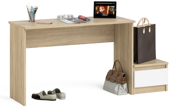 Мори Стол письменный МСП1200.1 + Тумба ТМП400.1, цвет дуб сонома/белый, ШхГхВ 160,8х50х76,6 см., универсальная сборка
