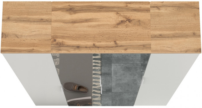 Октава Набор шкафов 01, цвет белый шагрень/дуб крафт золотой/фасады МДФ белый шагрень, ШхГхВ 128,8х35,3х197,6 см., универсальная сборка