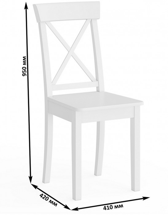 Стул Мебель--24 разборный Гольф-14, цвет белый, деревянное сиденье белое, ШхГхВ 41х42х95 см., от пола до верха сиденья 47 см.
