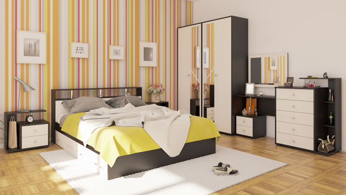 Камелия Кровать с ящиками 1600, венге/дуб лоредо