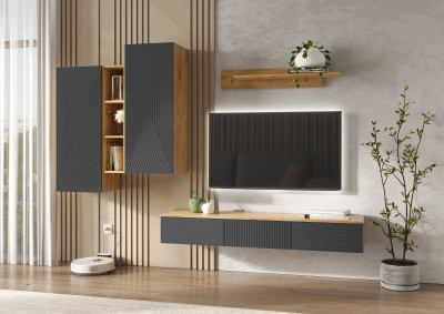 Флэш Модульная Гостиная, вариант №2, Браш графит/Дуб крафт