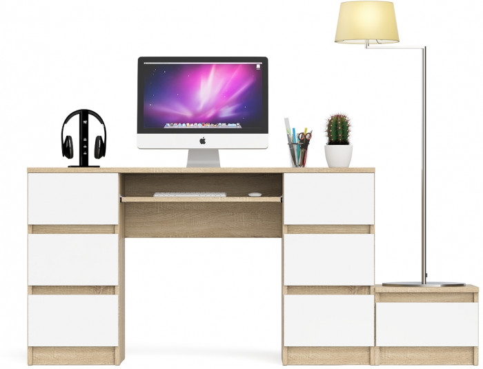 Мори компьютерный стол МС-2 + Тумба ТМП400.1, дуб сонома/белый
