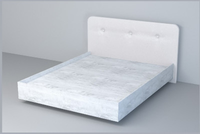 Кровать 1,4 арт.031 (Пуговицы) ЛН. (Бетон Светлый/К/з Белый Глянец)