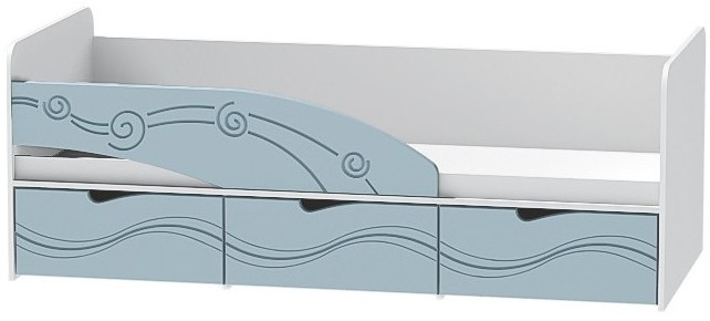 Детская кровать Бриз-3 80х190, волна (Ирис/Белый/Правый)