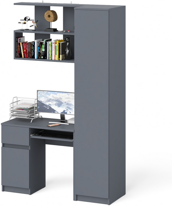 Мори компьютерный стол МС-1 левый + Пенал МШ400.1 + Полка 900, графит