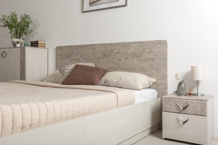 Амели Спальня № 7 13.106 + 12.48 + 03.240 + Шкафы 08.49 + 13.133 + 13.131 + 13.140 + Кровать 11.31 + под. ортопед + Тумбочка, 1600х2000 мм, б/м