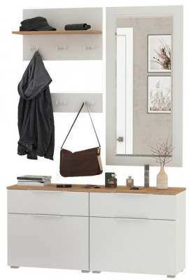 Октава Прихожая 40, белый шагрень/дуб крафт золотой/фасады МДФ белый шагрень