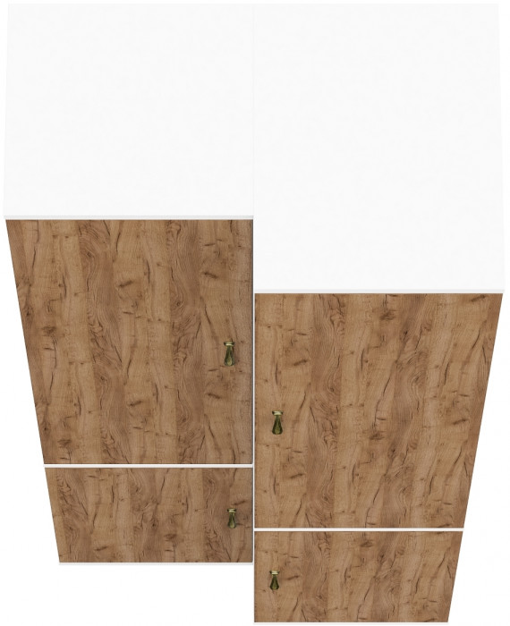 Лидер-8 Модуль Пенал МД 22Б + Пенал МД 23Б, белый шагрень/крафт золото