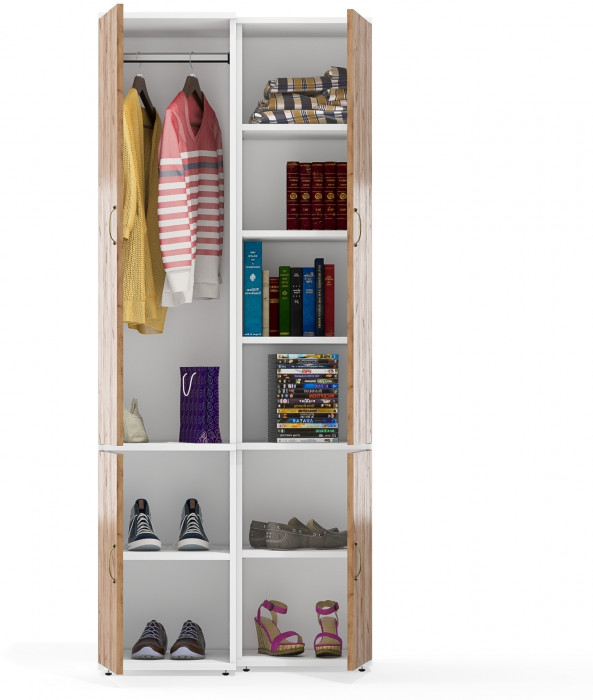 Лидер-8 Модуль Пенал МД 22Б + Пенал МД 23Б, белый шагрень/крафт золото