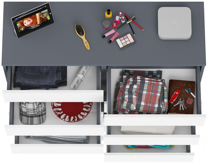 Мори Комод МК1200.10, цвет графит/белый, ШхГхВ 120,4х41х115 см.