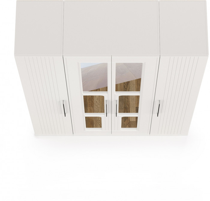 Валенсия Спальня Шкаф для одежды 4-х створчатый, цвет ЛДСП белый шагрень/МДФ белый шагрень, ШхГхВ 168х54,2х225,3 см.