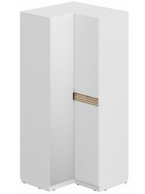 Шкаф угловой 2-х дверный с зеркалом ШК-4128, Белый/Профиль МДФ Дуб вотан