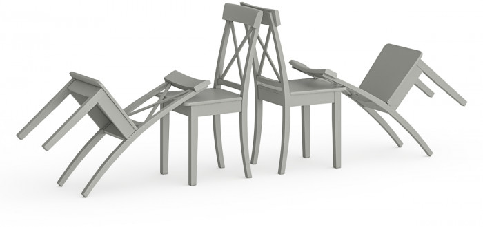 Четыре стула Мебель--24 Гольф-14 разборных, цвет серый, деревянное сиденье серое, ШхГхВ 41х42х95 см., от пола до верха сиденья 47 см.