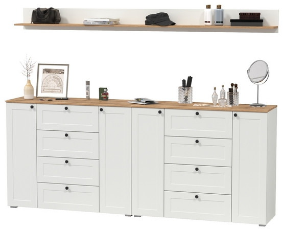 Остин Прихожая 69, белый шагрень/дуб крафт золотой