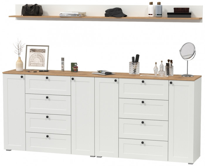 Остин Прихожая 69, белый шагрень/дуб крафт золотой