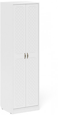 Прихожая П-6 Шкаф, белая шагрень/фасады МДФ белое дерево фрезеровка ромб